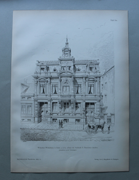 Holzstich Architektur Halle a. d. S. 1887 Wohnhaus Windesheim